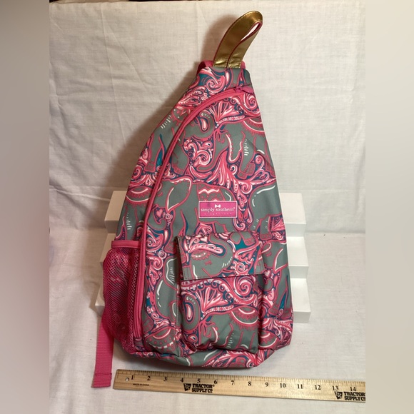 Simply Southern Collection Pink & Gray Paisley Sling Style Crosdbody Backpack - Picture 1 of 9
